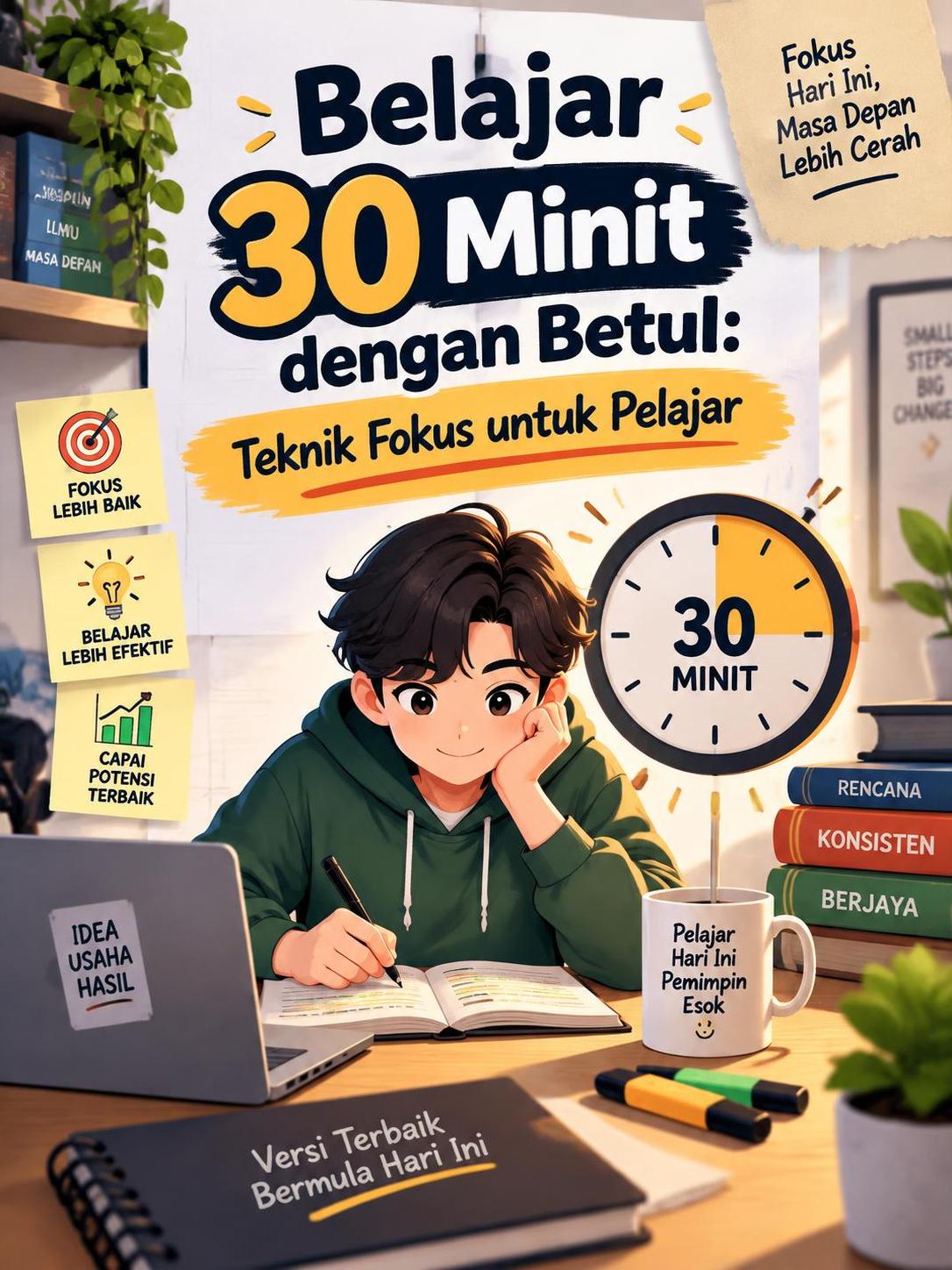 Belajar 30 Minit dengan Betul: Teknik Fokus untuk Pelajar