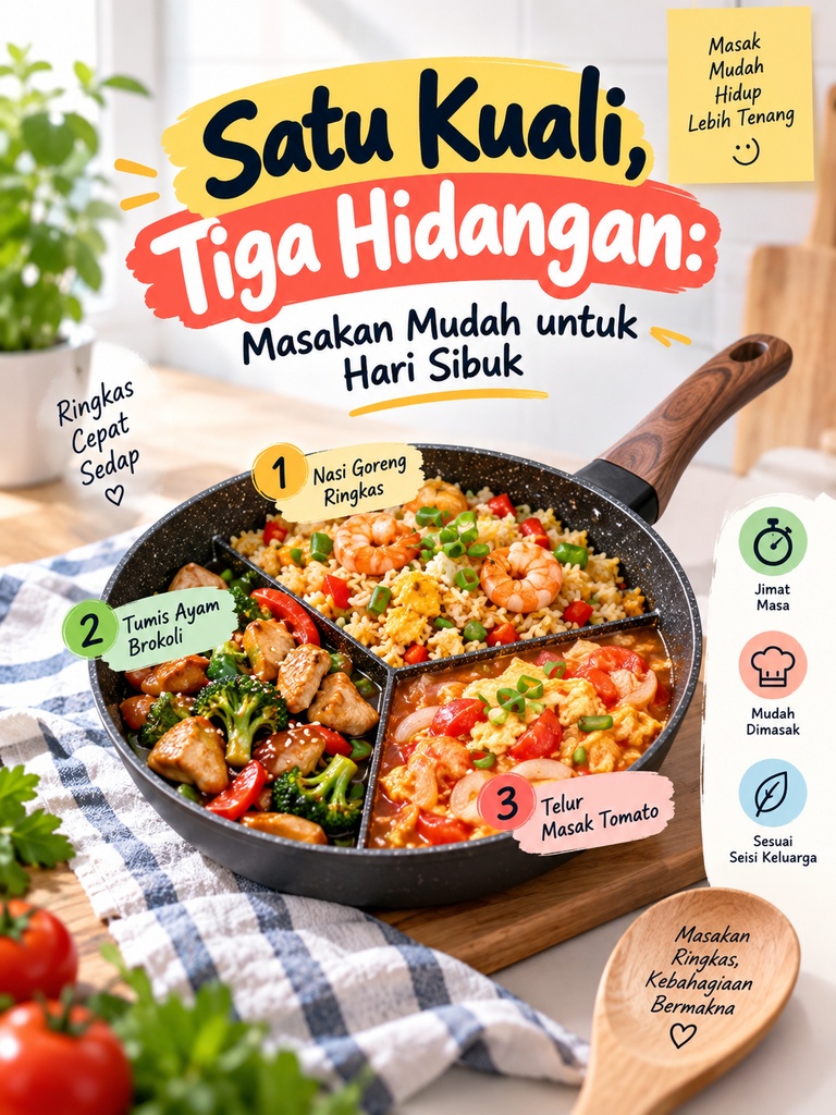 Satu Kuali, Tiga Hidangan: Masakan Mudah untuk Hari Sibuk